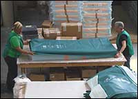 A photo of the Teasdale Karomed factory showing the making of inflatable mattresses