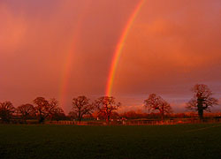 Rainbow over the cricket pitch 22nd Mar 2010 - Evelyn Frearson