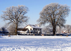 A frosty Barr Green Cottage in Woodford Cheshire taken by Evelyn Frearson - January 2010