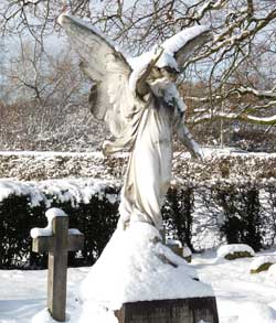 A view from Christ Church Woodford, Cheshire in the snow taken by John Knowles
