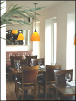A photograph of the interior of Olivers Restaurant in Woodford